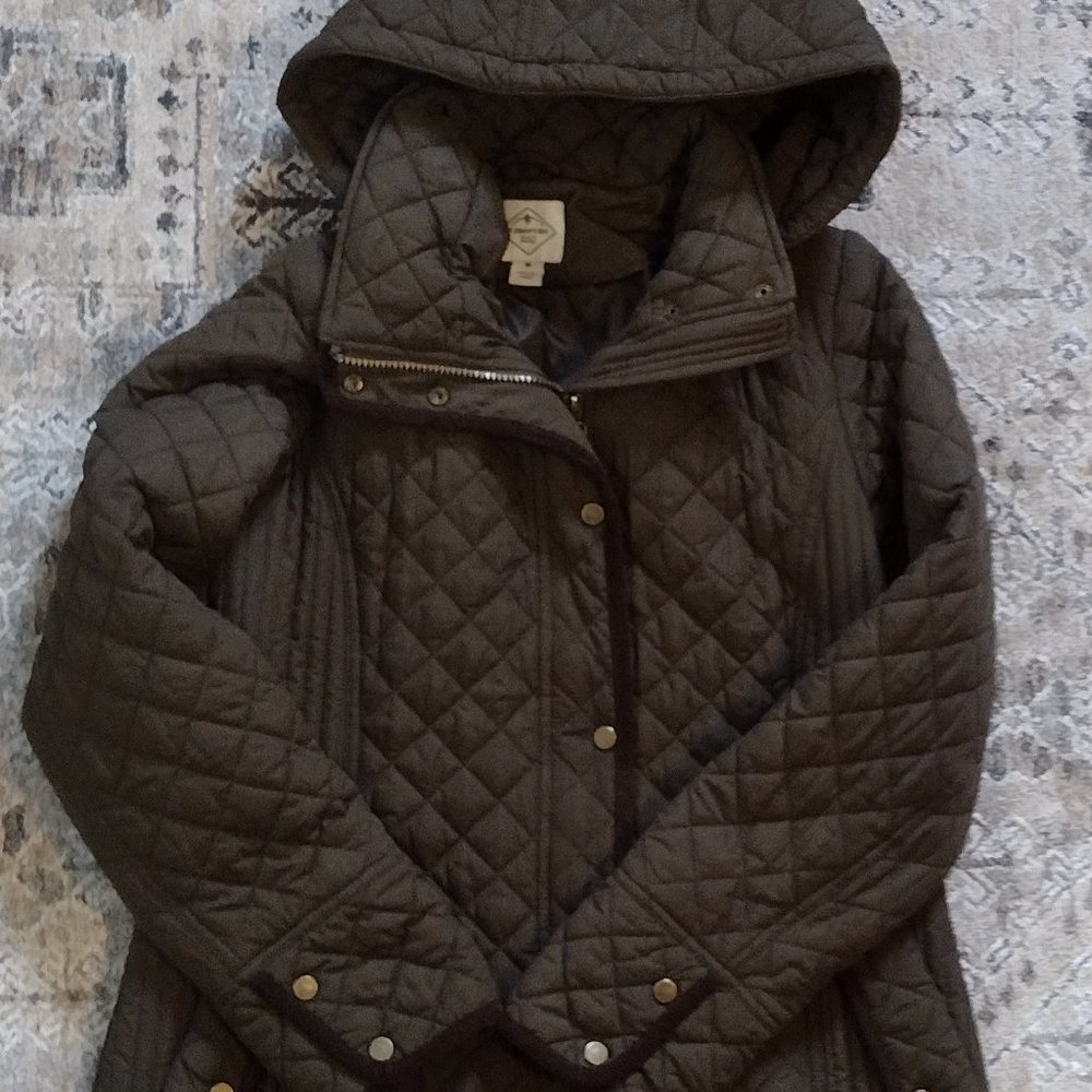 St Johns Bay Womens Coat Green Hooded Medium